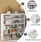 Garden 4 you Shoe Rack Organizer, 5-Tier Wood Cubby Shoe Rack with 2 Storage Shelf and 9 Cubbies, Shoe Organizer Cabinet for Entryway, Hallway, Closet and Garage, White