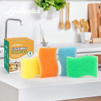 Scrub Sponge, 4 Pack Dual-Sided Temperature-Responsive Scrubber - Non-Scratch - Multipurpose Dish Sponges for Kitchens, Bathrooms, and Outdoor Use - S Shape