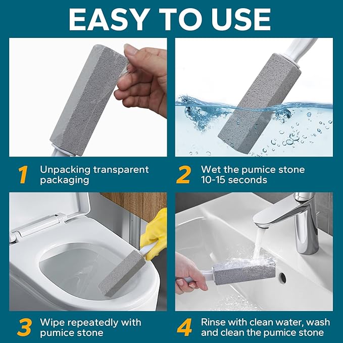Emycool Pumice Stone Toilet Bowl Cleaner, 10 Pack Toilet Pumice Stone with Handle for Toilet Cleaning Toilet, Bathtubs, Sinks, Swimming Pools, Grills