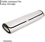 Encasa XO Ironing Mat/Pad - Metallic Silver (Small 28"x20") with 5mm Foam Padding & Silicone Iron Rest for Steam Pressing on Tabletop or Bed - Heat Reflective, Portable, Quilting