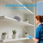 Mini Microfiber Duster for Cleaning, Hand Duster with Extension Pole, Washable Small Duster for Car Interior, Office, Furniture