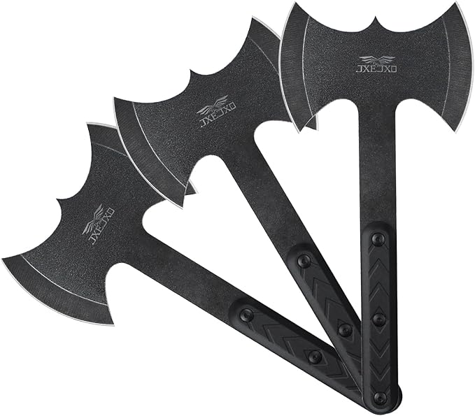 JXE JXO Throwing Axes and Tomahawks Set, Double Bite Hawks, Design for Throwing Recreation and Fun