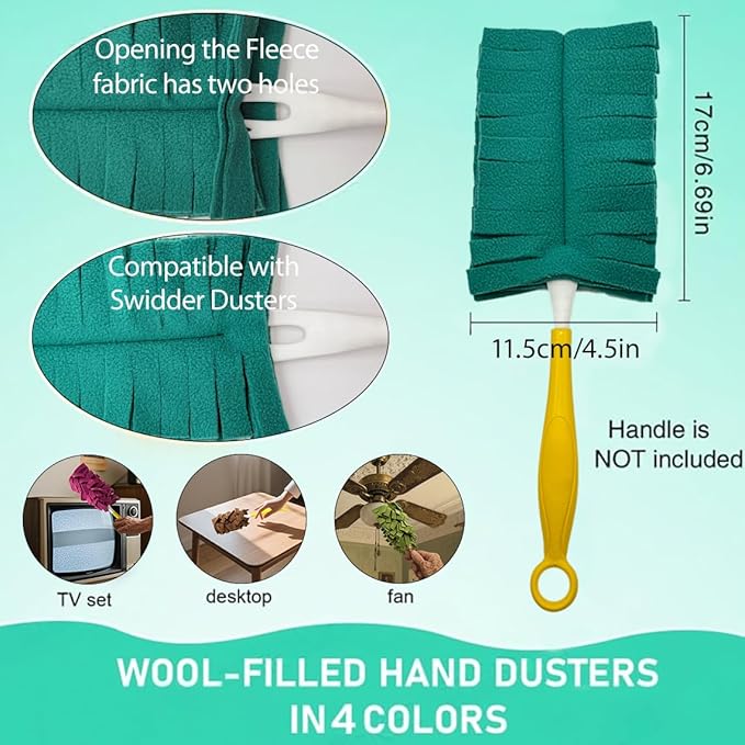 8 Pack 6 Layer Fleece Duster Refills for Swiffer Hand Duster, Zero Waste, 360-degree Cleaning，Reusable and Washable Replacement Dusters for Cleaning Ceiling Fan Hardwoods and Furniture(Dark Color)
