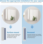 Sunrosa Aluminum Bathroom Medicine Cabinet with Mirror, 36"27.5", Wall-mountable and Recessed-in, 3-door Cabinet Organizer