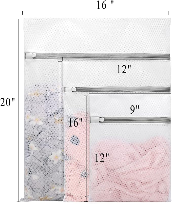 Muchfun 3Pcs Durable Diamond Mesh Laundry Bags for Delicates 1 Large 16 x 20 Inches, 1 Medium 12 x 16 Inches, 1 Small 9 x 12 Inches (Diamond Mesh)