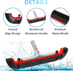 Sepetrel 22” Wide Pool Brush Head for Cleaning Walls,Heavy Duty Inground/Above Ground Aluminum Swimming Pool Scrub Brushes with Curved Ends & Premium Strong Bristle,Red