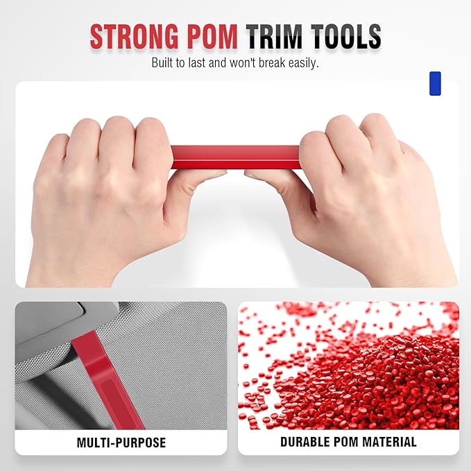 LadyRosian 37Pcs Trim Removal Tool Set, Car Upholstery Repair Kit, Auto Clip Pliers Fastener Remover Tool, Door Panel Tool, Car Panel Tool Radio Stereo Removal Tool Kit with Storage Bag (Red)