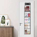 5-Shelf Over The Door Pantry Organizer with Clear Pockets, Heavy Duty Hanging Storage for Closet, Bedroom, Bathroom, and Nursery (Black, Holds up to 28 lbs)