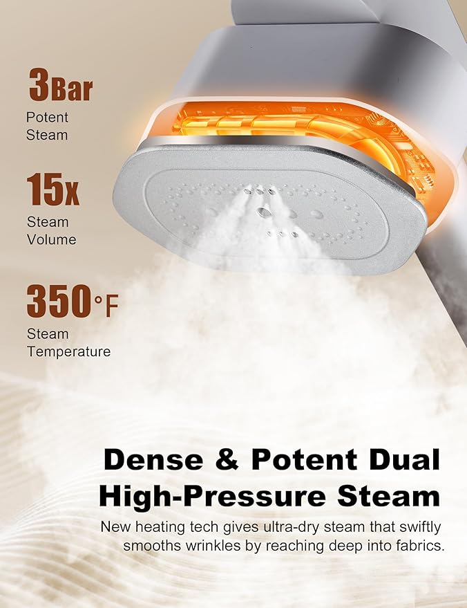 KopBeau Steamer for Clothes,2-in-1 Clothes Steamer & Iron for Wrinkles Remover,NTC Precision Ironing Protects Clothes,14 Min of Continuous Steam,1000W Travel Steamer for Travel and Home Use,Grey