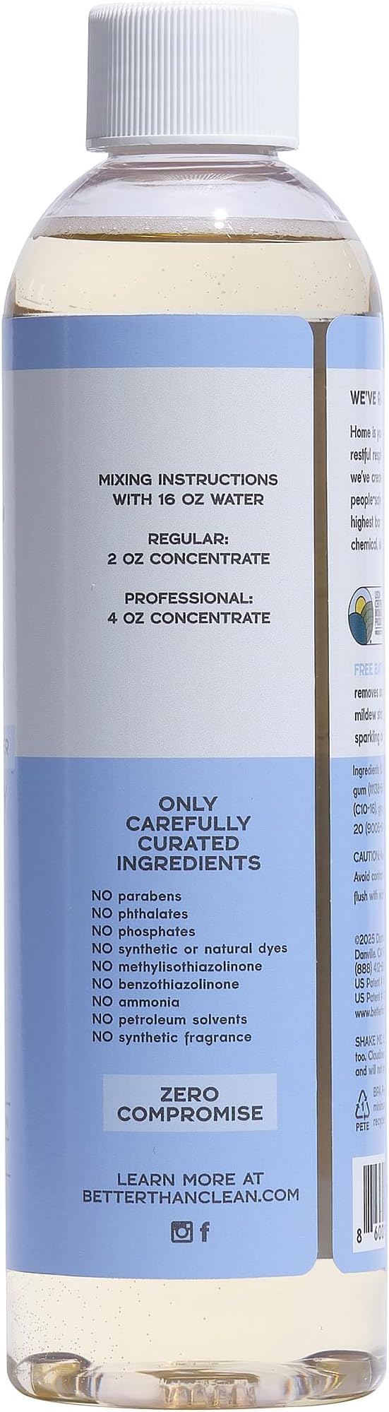 Better Than Clean™ Fragrance Free Bath & Daily Shower Cleaner Concentrate – Plant-Based, Non-Toxic, Soap Scum & Hard Water Stain Remover for Tub & Tile – 8oz Makes 4 Bottles