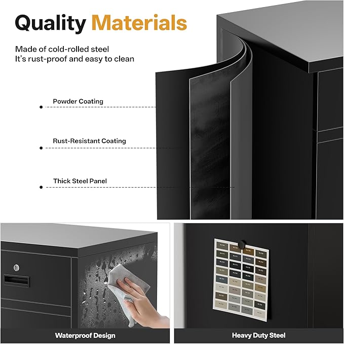 Storage Cabinet, 36 Inch Tall Metal Storage Cabinet with Doors and Shelves, Metal Cabinet with Drawers, Pantry Cabinets for Kitchen Storage, Garage Cabinet for Living, Dining Room.