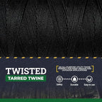 SGT KNOTS Tarred Twine - 100% Nylon Bank Line for Bushcraft, Netting, Gear Bundles, Construction, Lacing Twisted Cord, Weatherproof #72-1 lb