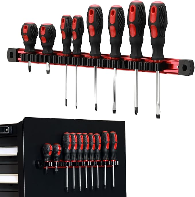 Mayouko Magnetic Screwdriver Wrench Organizer, Aluminum Rail Magnetic Tool Holder, Hand Tool Holder, Toolbox Accessories, Fits Up to 14 Screwdrivers/Wrenches (Tools not Included)