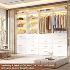 Aheaplus Closet Drawers System, 21.3" Wood Closet Organizer System with 4 Drawers, Modular Walk-in Closet System Storage Unit, Small Closets Wardrobe Rack, Tall Storage Cabinet Unit, White