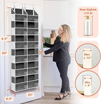 2 Pack Over The Door Organizer 6 Tiers, Extra Large Behind Door Storage of 12 Compartments, 80 lbs Weight Capacity Hanging Storage Organizer with Clear Window Kids Toys,Shoes (6 Tiers - Grey)