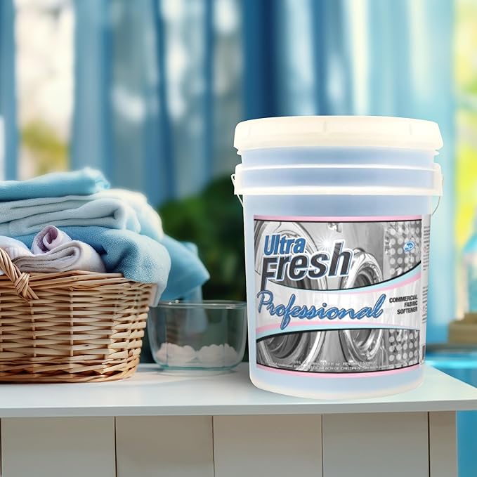 Ultra Fresh Professional 5 Gal Fabric Softener for Commercial Washing Machines, Liquid Laundry Softener, Up to 640 Loads, Blue Spring Fresh Fragrance