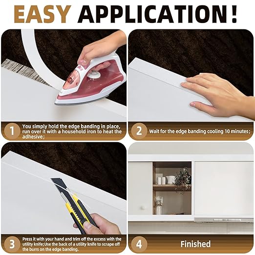 GSCIT Club White Edge Banding, 3 inch x 25ft Melamine Edge Banding with Hot Melt Adhesive Preglued Cabinet Edge Banding Flexible White Veneer Edging