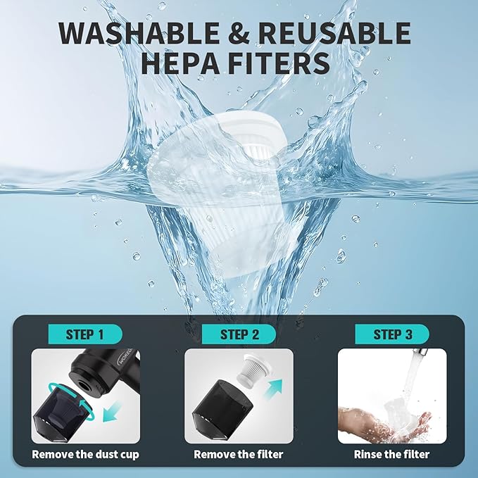 Handheld Mini Car Vacuum, 10000PA Cordless Portable Vacuum with 2000mAh Battery, 3 in 1 small Vacuum Cleaner & Air Duster with Type-C Charging, Compact & Lightweight for Car, Home, Kitchen (Black)