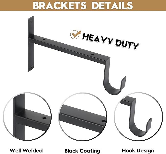 AddGrace Heavy Duty Closet Rod and Shelf Brackets 10 Inch Wall Mounted Closet Rod Bracket with Pole Holder Shelving Support with Screws for Laundry (2 Pack)