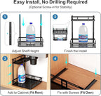 iSPECLE Kitchen Under Sink Organizer - 2 Tier Pull Out Organizer Expandable Width Add More Space, Adjustable Height Easy Get Items Without Bending, No Drilling Required Under Sink Storage