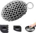 Chainmail Scrubber,Ergonomic Rugby Shape Desigs Cast Iron Cleaner Scrubber for Pan Pot Grill-Grill Scrubber Metal Scrub Sponge Skillet, Oven, Griddle, Wok Cleaning Brush