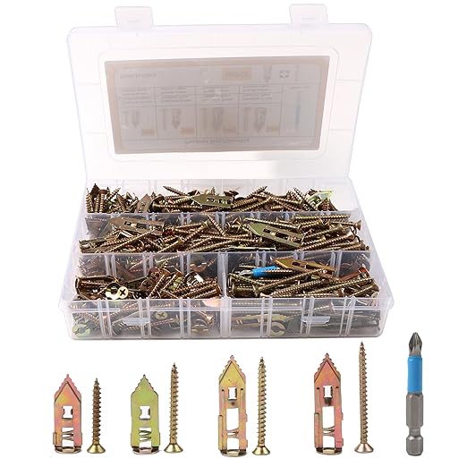 Self-Drilling Wall Anchor Screws Set, 400 Pieces, 4 Sizes, No-Drill Installation Kit with Zinc Plated Steel Dry Wall Screws no Drilling Required, Easy to Install (400)