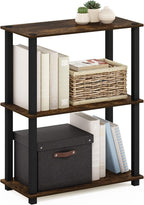 Furinno TURN-S-TUBE Storage Shelves, 3-Tier Book Shelf, Corner Shelf, Toolless Open Shelves, for Organization and Storage, Living Room, Garage, Home Office, Amber Pine