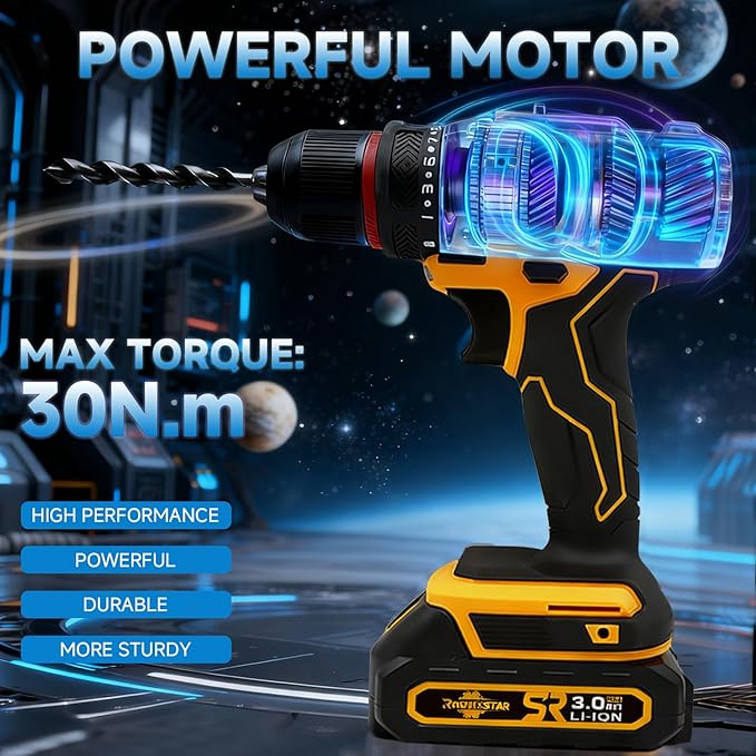 20V MAX Cordless Drill, Power Tool Combo Kit with 1x Battery and Charger, 23pcs Drill Bits, Variable Speed, for DIY/Wood/Wall/Metal/Home Repair