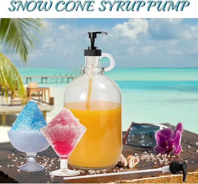 Gallon Pump Dispenser, Fits Most 1 Gallon Jugs and Containers 38/400 Snow Cone Syrup Pump Lid Top Replacement for Sanitizer, Lotion, Shampoo, Conditioner (Balck - 6 Pack)