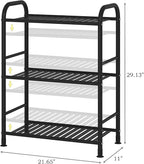 JSB 3-Tier Adjustable Shelving Unit, Heavy Duty Storage Rack Organizer Metal Corner Shelf for Kitchen Living Room Laundry Pantry Bathroom (Black, 3 Tier)…