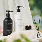 Glass Kitchen Soap Dispenser Set with Ceramic Tray,16.9 floz Hand and Dish Soap Dispenser for Kitchen and Bathroom Decor,White and Black Kitchen Accessories(White Bottles+Black Bottles)