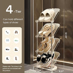 Tumecos 4-Tier Plastic Detachable Shoe Rack,Vertical Shoe Storage Organizer Holder,Free Standing Shoe Racks,Stackable Storage Shoe Cabinet,Narrow Shoe Shelf for Entryway or Bedroom,Space Saving