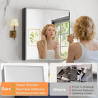 28x30 Inch Medicine Cabinet with Mirror, Aluminum Medicine Cabinet, Tempered Beveled Edge Large Singer Door Mirror, Adjustable Shelves, Surface or Recessed Mount Bathroom Mirrors with Storage, Black