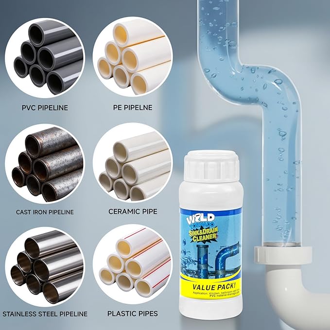 Drain Cleaner Powder, Powerful Pipeline Dredging Agent, Kitchen Unblocker, Sink and Drain Cleaner Powder for Kitchen Toilet（3Pcs）