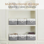 Storage Baskets for Shelves 13.8x9.8x6.7 Inch-Foldable Fabric Organizing Storage Bins with Handles, Closet & Bathroom Organizer, Home Storage for Kitchen, Office (3-Pack, White&Gray)