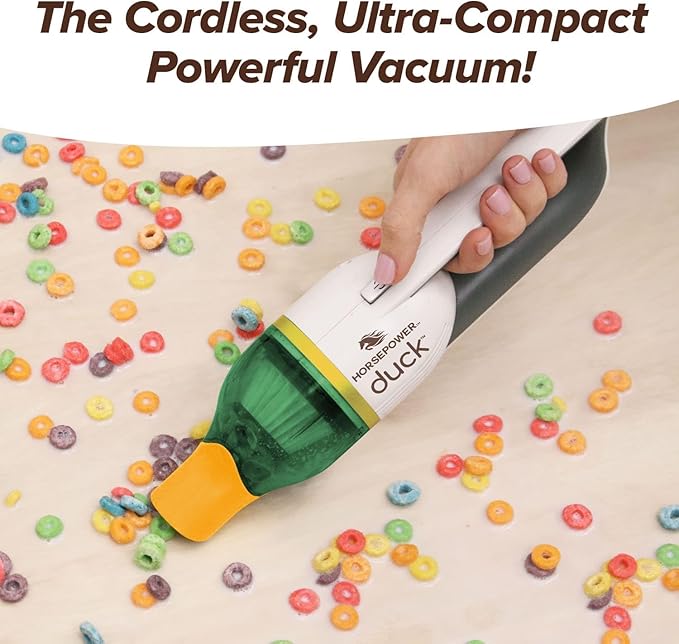 Duck Compact Cordless Vacuum by Horsepower, Gold Edition, Ultra-Powerful Upgraded Battery for Extra-Long Run Time, AS-SEEN-ON-TV, Strong Suction, Easy to Store, Portable & Rechargeable. Home & Auto