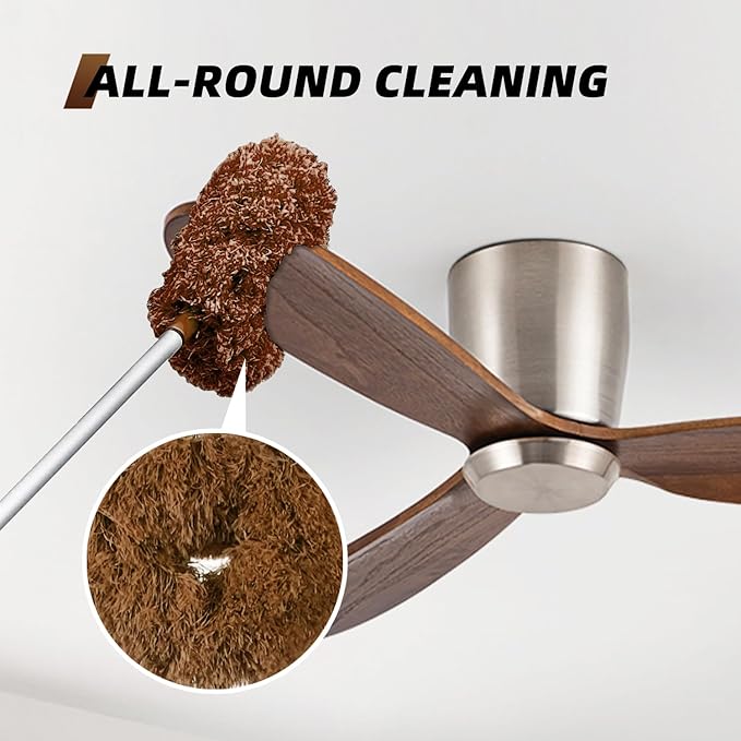 DRQ Ceiling Fan Cleaner Duster, 2 Pack Reusable Microfiber Duster with Extension Pole, 13 to 50 Inch Fan Blade Cleaner, Removable Dusters for Cleaning Walls Bookshelves Door Window Top (Brown)