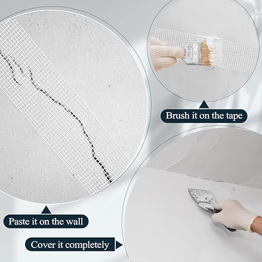5 Roll Self Adhesive Fiberglass Drywall Joint Tape 1.8 Inches x 492 ft Heavy Duty Wall Crack and Seam Patch Mesh Tape for Drywall Repair Joining Finishing, White