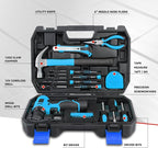 Auto Dynasty 27 Pieces Portable Cordless Drill and Home Hand Repair Kit 12V 1300mAh Lithium Power Tool Kit Set for DIY Household Office Warehouse with Charger, Blue