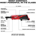 Milwaukee 2457-20 M12 Cordless 3/8" Sub-Compact 35 ft-Lbs 250 RPM Ratchet w/ Variable Speed Trigger