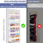 Heavy Duty Over The Door Organizer 5 Tiers, Extra Large Behind Door Storage of 10 Big Front & 10 Mesh Pockets, 80lb Weight Capacity, Doors Organizer Hanging for Closet Bathroom Bedroom Nursery, Beige