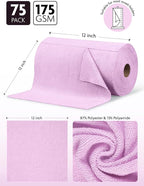 Fantasticlean Microfiber Cleaning Cloth Roll -75 Pack, Tear Away Microfiber Towels, 12" x 12", Reusable, Washable, Scratch Free, Ultra Absorbent Dishcloth for All-Around Cleaning Supplies (Purple)