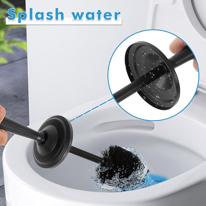 Black Toilet Brush and Holder Set, Stainless Steel Toilet Brush for Bathroom,Heavy Duty Black Toilet Bowl Brush and Holder,Deep Cleaning Modern Toilet Cleaner Brush -Space Saving, Covered Brush