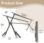 52-91 Inches Clothing Rack, Clothes Drying Rack Foldable, Length Adjustable, Laundry Clothes Drying Rack, Heavy Duty, Indoor Outdoor, with 42 Windproof Hooks, Easy Installed