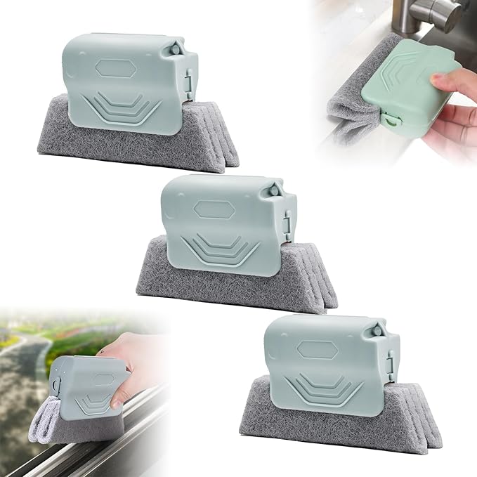 Magic Window Track Cleaner, 2024 Upgraded Window Groove Cleaning Brush Tools Set, Hand-held Window Track Cleaner Brushes Tools Set for Window lides Gaps Tile Lines Shutter Car Vents (Gray 3PCS)
