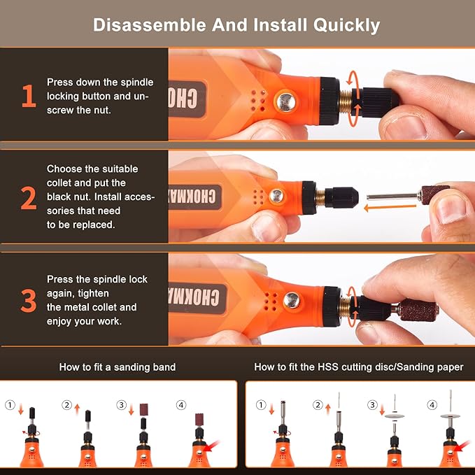 Mini Cordless Rotary Tool, 5-Speed Grinder Kit with 72 Accessories and Front LED Light, Type-C Charging Art Craft Tool for Engraving, Sanding, Polishing, Drilling, Grinding