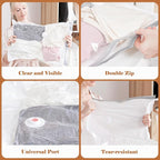 Vacbird Vacuum Storage Bags for Clothing Travel, 10 Pack Vacuum Bags with Rechargeable Cordless Air Pump(2 Large+4 Medium+4 Small), Compression Packing for Clothes Blanket Suitcase Luggage