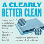 E-Cloth Microfiber Window Cleaning Cloth Kit - Glass Cleaning Cloth for Windows, Mirrors, Cars, Lenses, Eyeglasses, & More, Streak Free Clean, Machine Washable Reusable Towel - Alaskan Blue