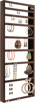 Angelynn's Wall Mounted Big and Small Earring Holder Organizer Display Women Long Post Stud Large Dangle Hoop Pierced Earrings, Hanging Closet Jewelry Storage Rack, Mary Rubbed Bronze 9"x23"