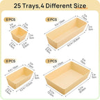 Vtopmart 25 PCS Plastic Drawer Organizers Set, 4-Size Versatile Bathroom and Vanity Drawer Organizer Trays, Storage Bins for Makeup, Bedroom, Kitchen Gadgets Utensils and Office